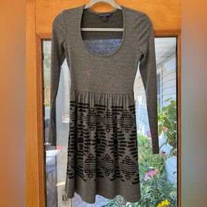 French Connection: Gray and Black Patterned Women's Sweater Dress